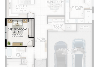 Optional 3rd Bedroom in lieu of Den
