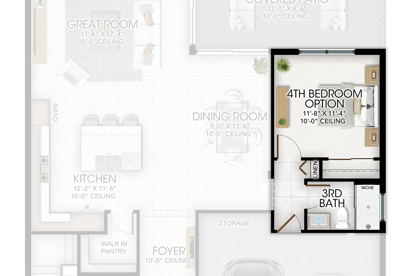 Optional 4th Bedroom in lieu of Den