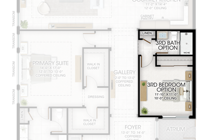 3rd Bedroom and 3rd Bathroom in lieu of Den and Powder Room
