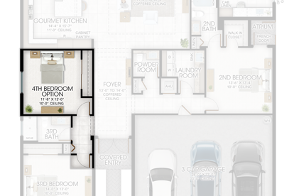 4th Bedroom in lieu of Den Alternate Bedroom 3