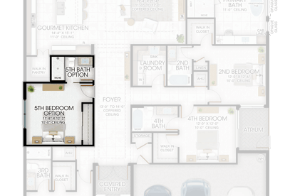 5th Bedroom and 5th Bathroom in lieu of Den and Powder Room