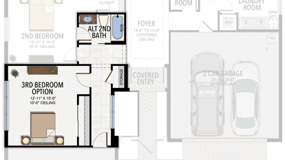 3rd Bedroom in lieu of Den & Alt 2nd Bathroom