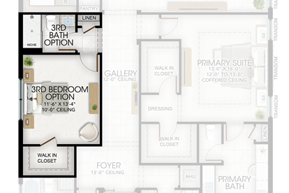 3rd Bed/3rd Bath in lieu of Den and Powder Room