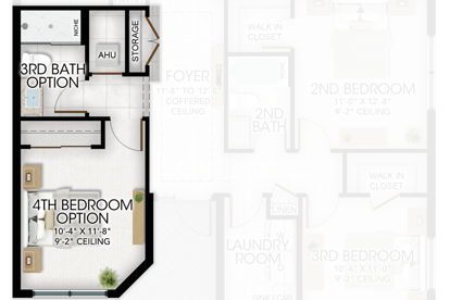 4th Bedroom & 3rd Bathroom in lieu of Den & Powder Room 