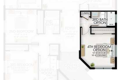 4th Bedroom & 3rd Bathroom in lieu of Den & Powder Room